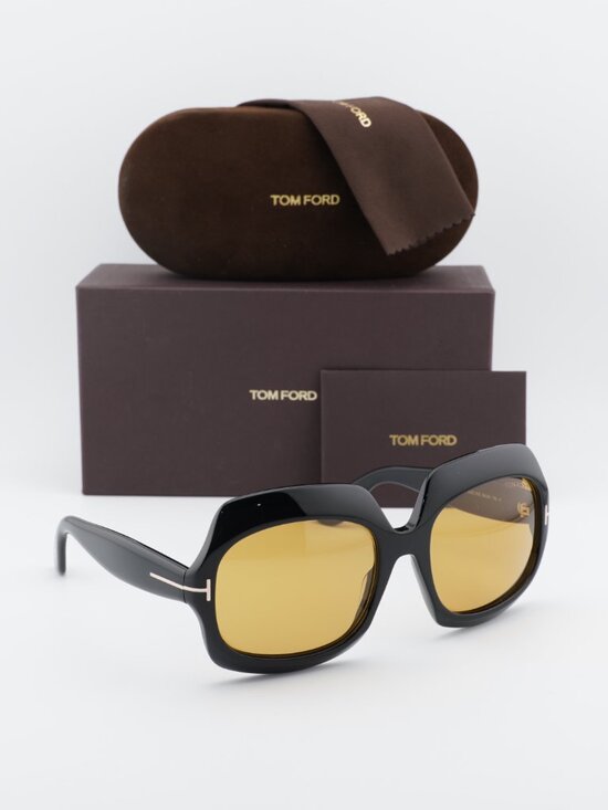 Tom Ford Ren FT1155 01E Square Sunglasses - Shiny Black/Brown main image 7